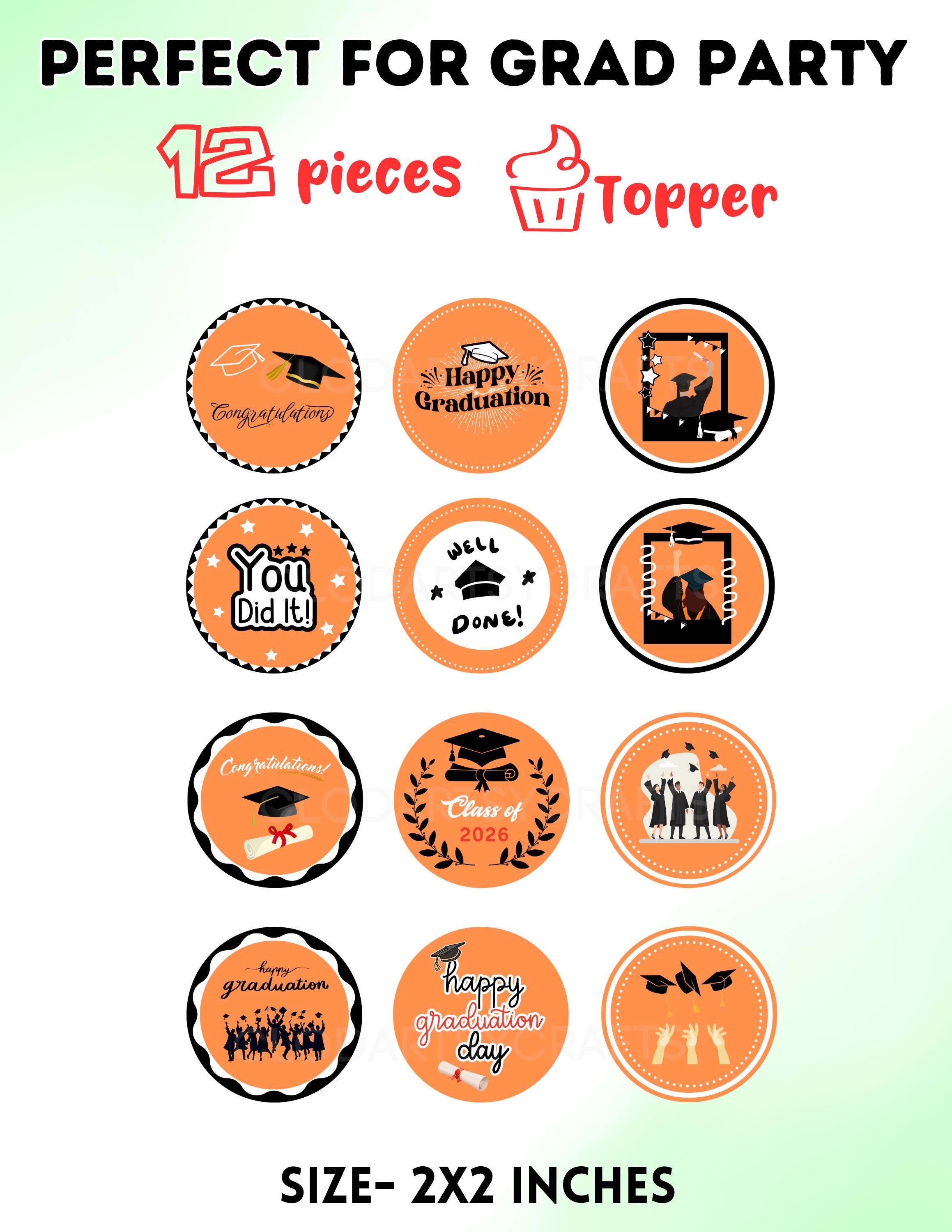 Graduation Cupcake Topper 2026, Instant Download, 2x2 Inch Printable ...