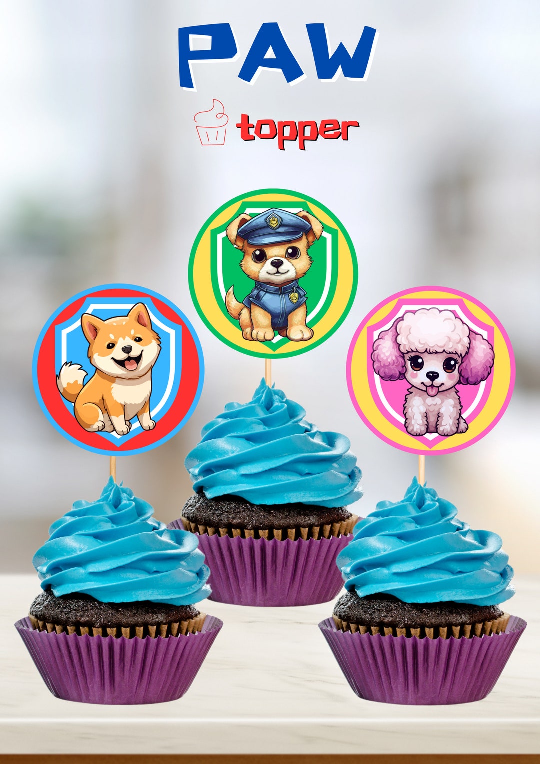 Paw, Dog Cupcake Topper, Instant Download, Puppy Cupcake Toppers ...