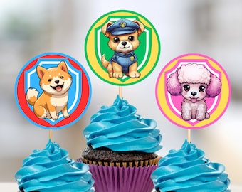 Paw, Dog Cupcake Topper, Instant Download, Printable, Digital File, 2x2 inches