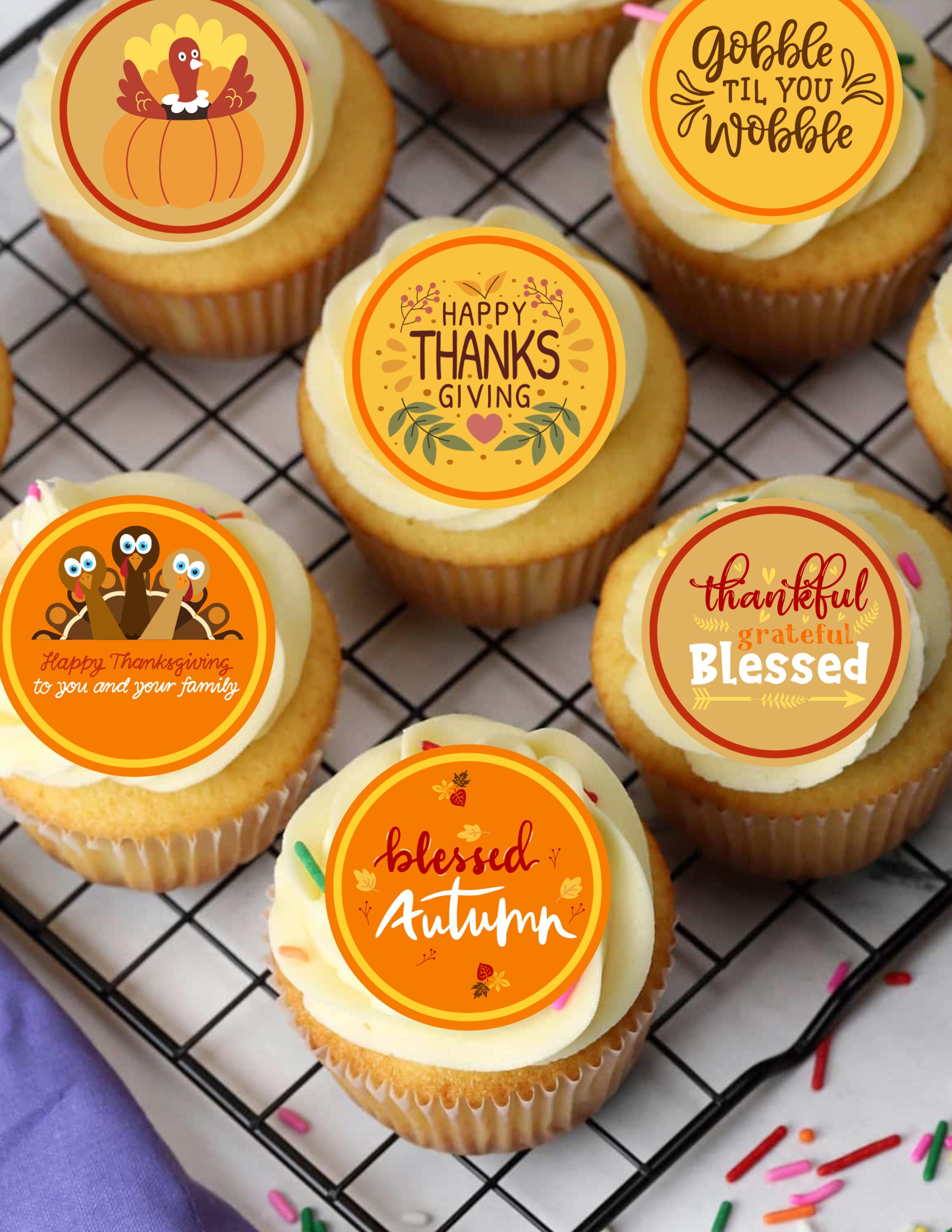 thanksgiving cake topper: herbst cupcake toppers (digitale datei