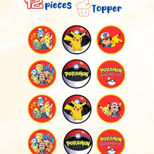 Pikachu Cupcake Toppers, Pokemons, Pikachu, Printable, Instant Download ...