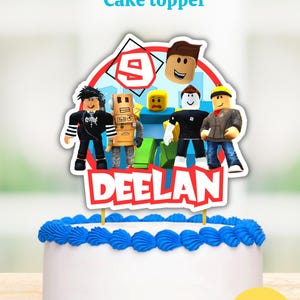 Adorno personalizado para tarta de cumpleaños de Roblox con adornos para cupcakes (archivo digital)