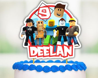 Roblox Cake Topper with Name & Age | Free Customization + Free Cupcake Toppers
