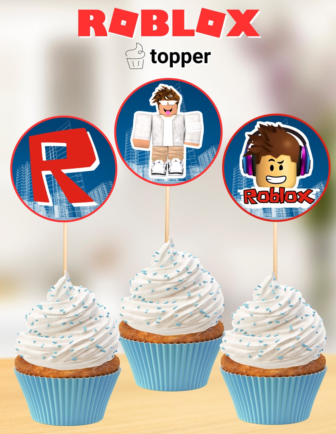 Roblox Cupcake Toppers, Roblox Birthday Topper, Gamer Cupcake Topper, Printable, Instant ...