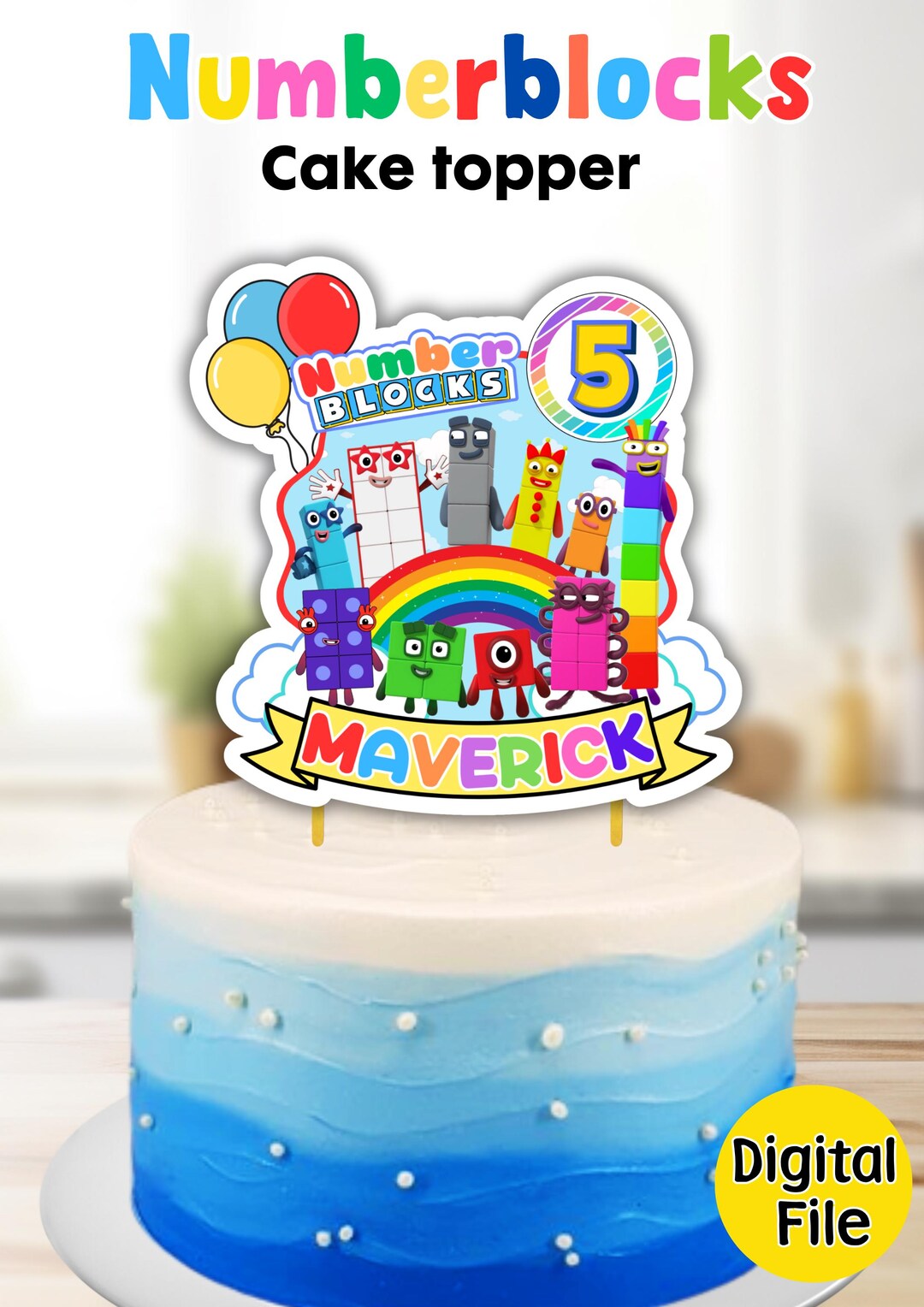 Number Blocks Cake Topper: Personalized Birthday Party Decor (digital ...