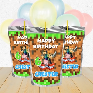 Gamer Juice Pouch Labels: Customized Birthday Party (Digital File)