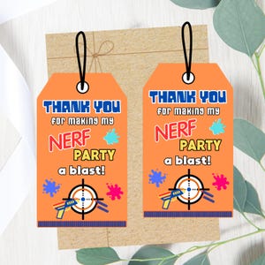 Nerf Party Favor Tags: Printable Thank You Tags (Digital Download)