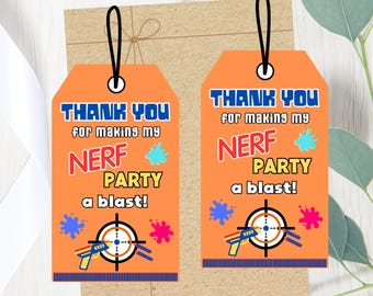 Nerf Party Favor Tags: Printable Thank You Tags (Digital Download)