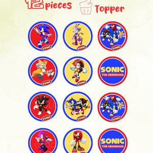 Sonic Cupcake Toppers, Sonic the Hedgehog, Printable, Instant Download ...