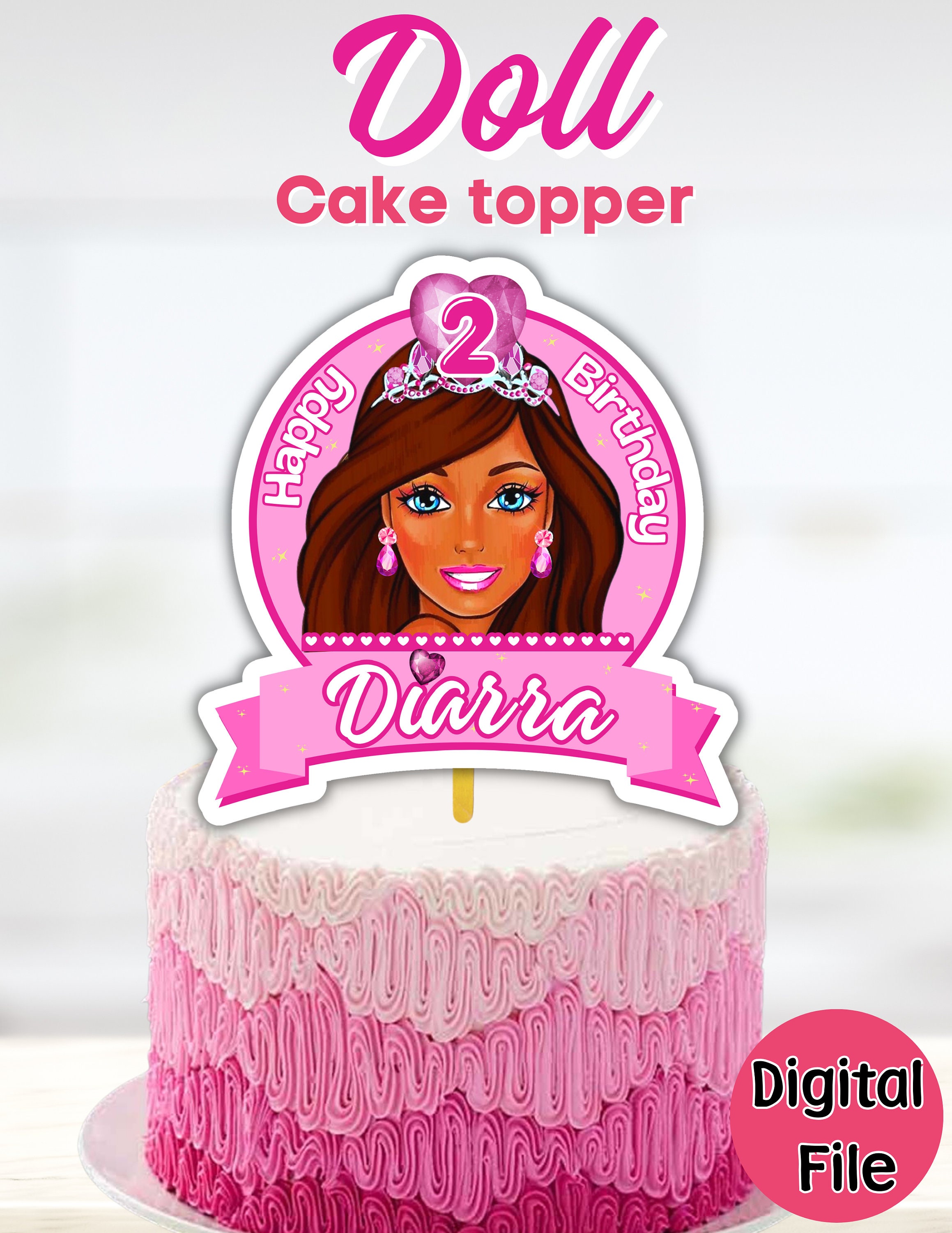 Barbie Pool Party Birthday Cake Topper Template Printable