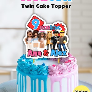 Adorno para tarta personalizado de Roblox Twin: Adornos para cupcakes imprimibles (archivo digital)