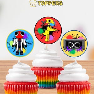 Regenbogen Freunde Cupcake Toppers, Instant Download, Regenbogen Freunde Geburtstag, digitale Datei, Printable