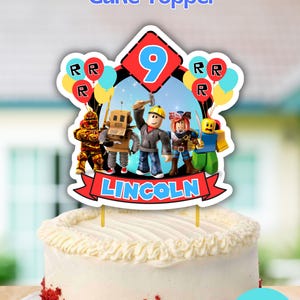 Roblox Cake Topper, Free 12 pcs Cupcakes, Roblox Birthday Cake Topper, Customized, Digital File, Printable