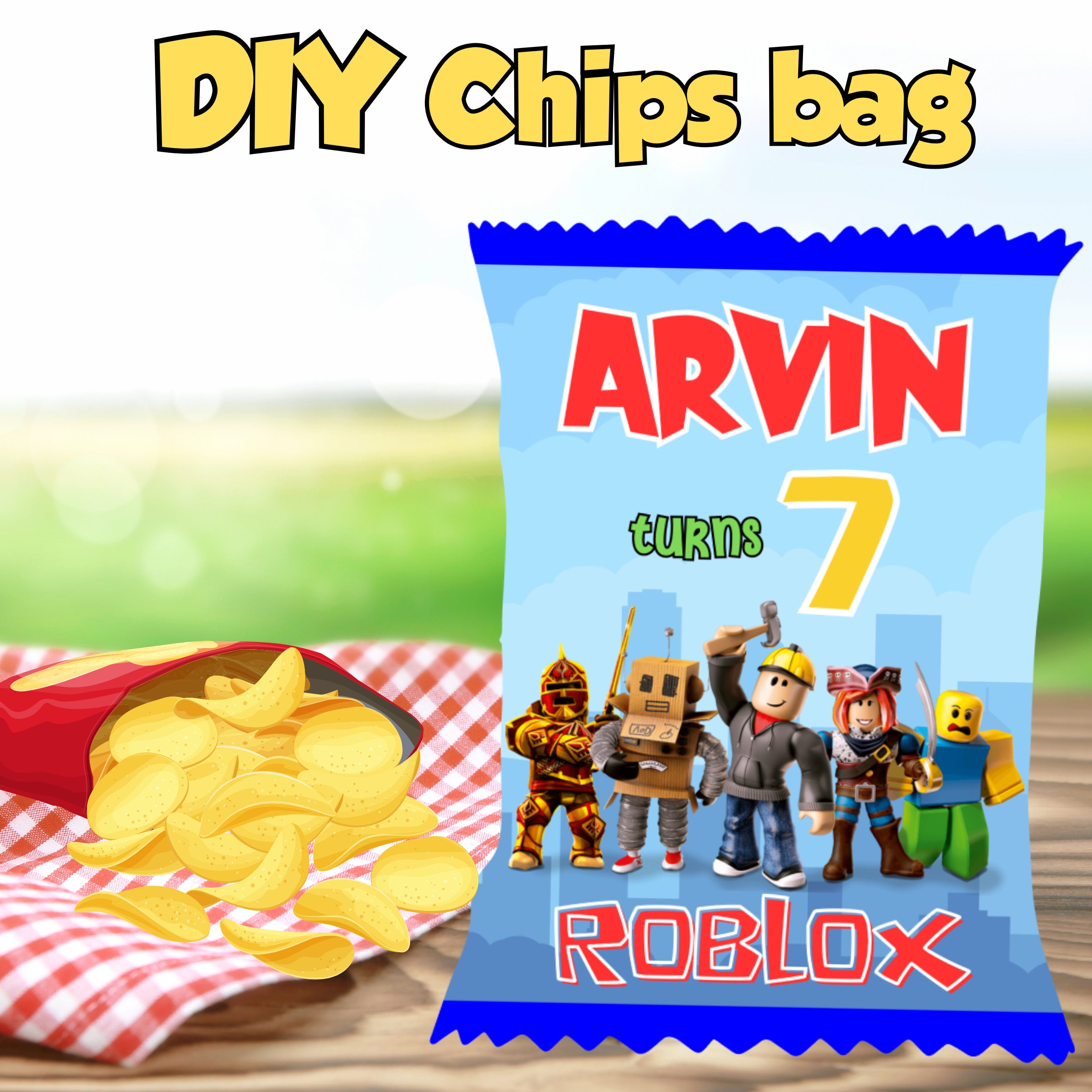 Rainbow Friends Roblox Birthday Chip Bag Digital File Printable