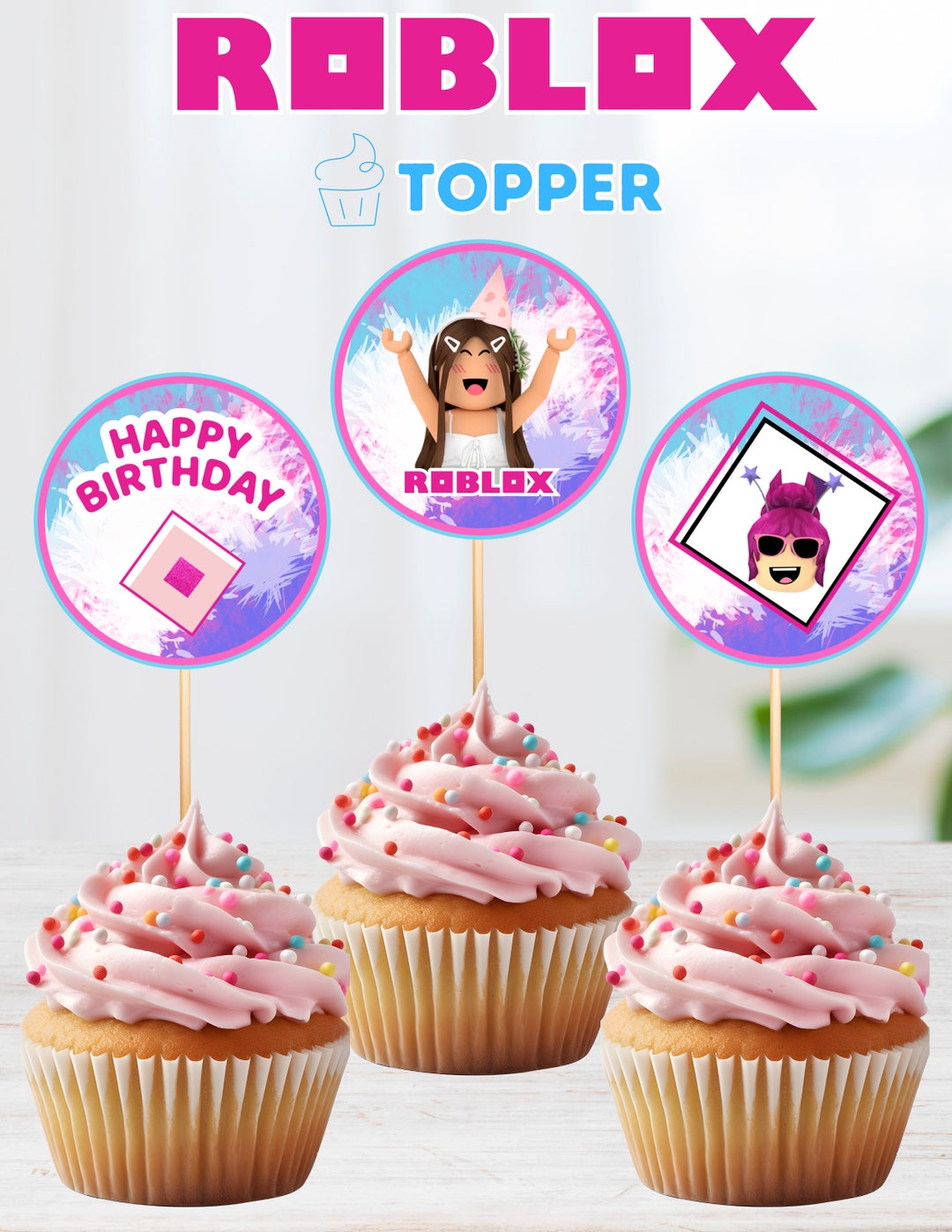 Roblox Cupcake Toppers, Roblox Birthday Topper, Roblox Cupcake, Printable, Instant Download ...