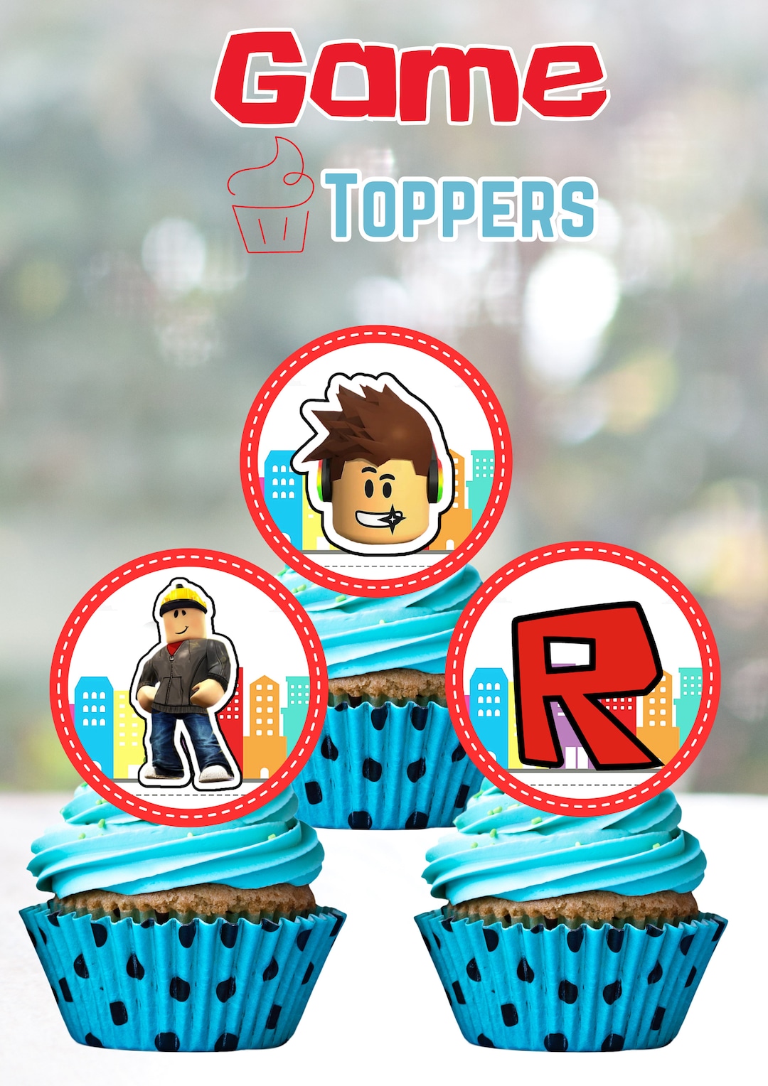 Roblox Cupcake Toppers, Roblox Birthday Topper, Gamer Cupcake Topper