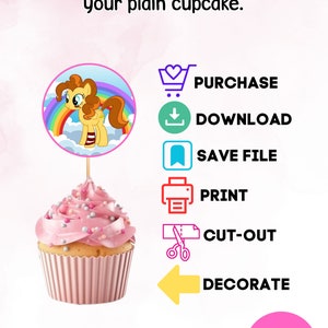 My Little Pony Cupcake Toppers, Instant Download, Unicorn Cupcake Toppers, Printable, Digital ...