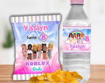 Personalized Roblox Birthday, Chip Bag & Water Bottle Label (Digital Download)
