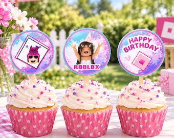 Roblox Girls Cupcake Toppers: Birthday Party Decor (Digital Download)