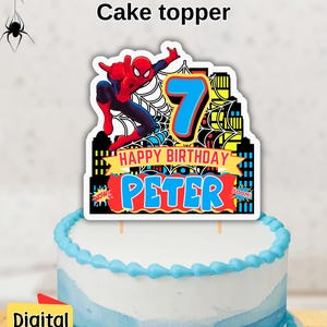 Décoration de gâteau Spiderman : décoration de fête personnalisable (numérique)