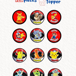 Pikachu Cupcake Toppers, Pokemons, Pikachu, Printable, Instant Download ...