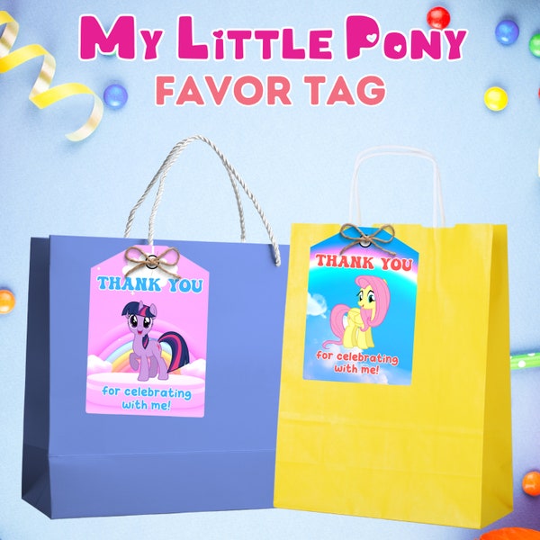 My Little Pony Party Favors, Instant Download, Unicorn Favor Tags, Horse Tag, Printable, Digital