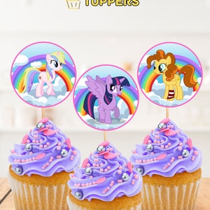 My Little Pony Cupcake Toppers, Instant Download, Unicorn Cupcake Toppers, Printable, Digital ...
