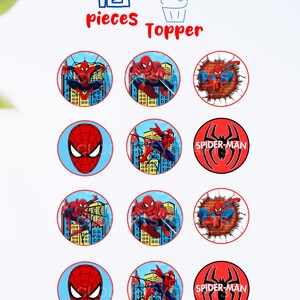 Spiderman Cupcake Toppers, Spiderman Cupcakes, Spiderman in Web ...