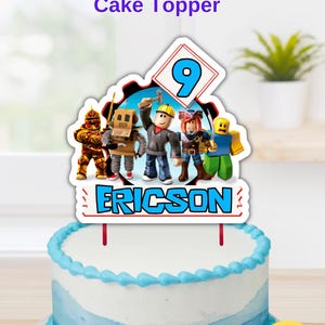Roblox Cake Topper, Free 12 pcs Cupcakes, Roblox Birthday Cake Topper, Customized, Digital File, Printable