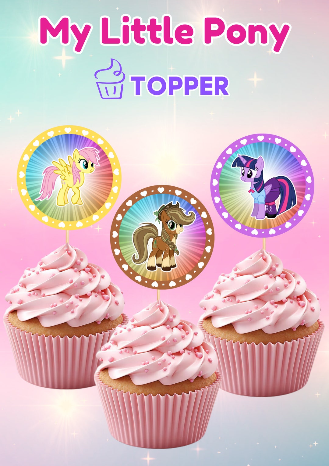 My Little Pony Cupcake Toppers, Instant Download, Unicorn Cupcake Toppers, Printable, Digital ...