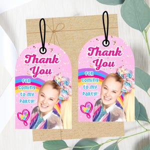 Jojo Siwa, Party Favor Tags, Instant Download, Kids Thank You Tag, Printable, Digital