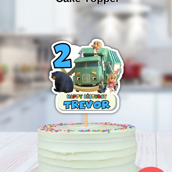 Trash Truck Cake Topper, Trash Truck Topper, Customized, Digital File, Printable