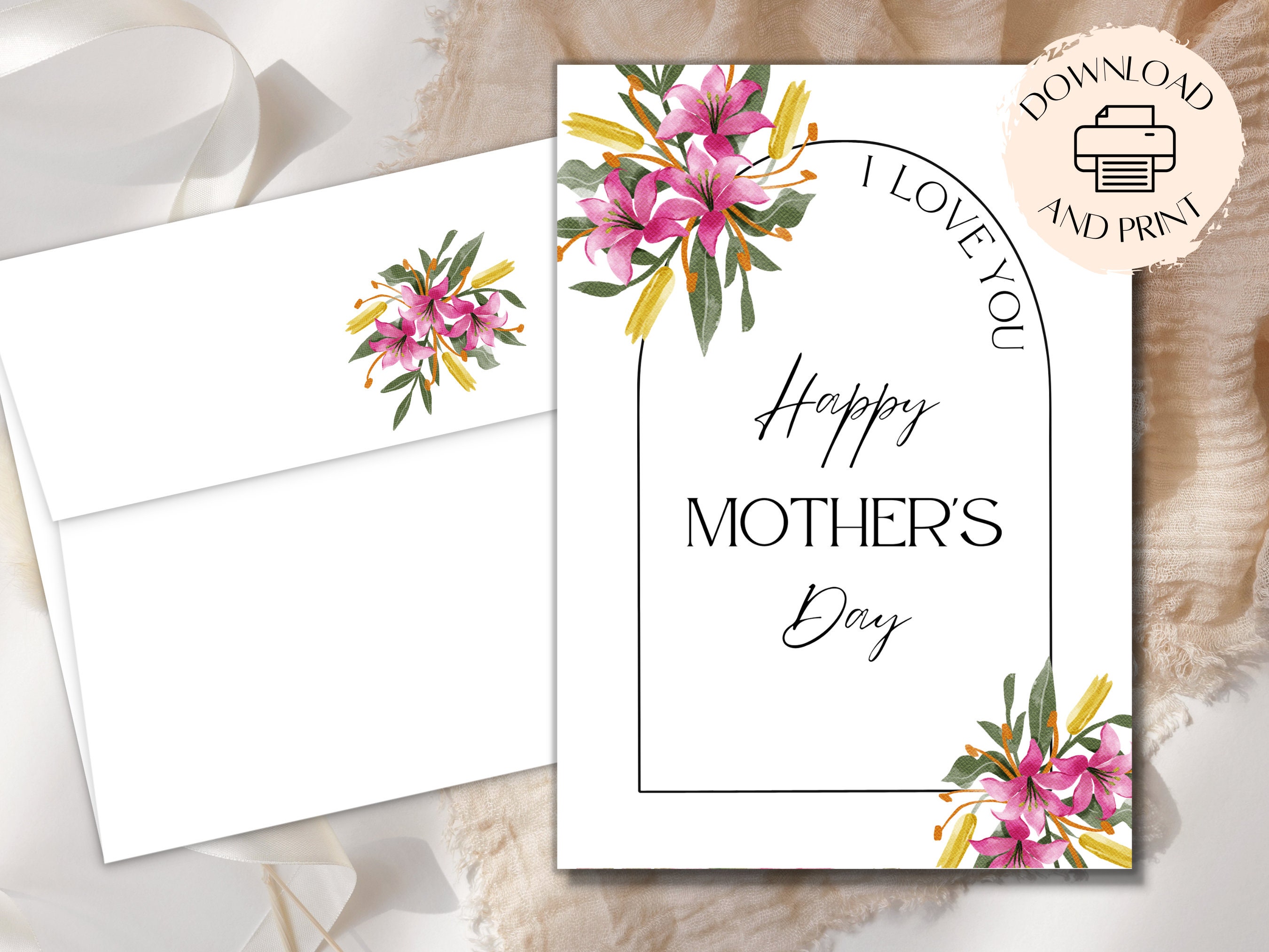 Printable Mother's Day Card, Instant Download PDF, Mother's Day Card ...