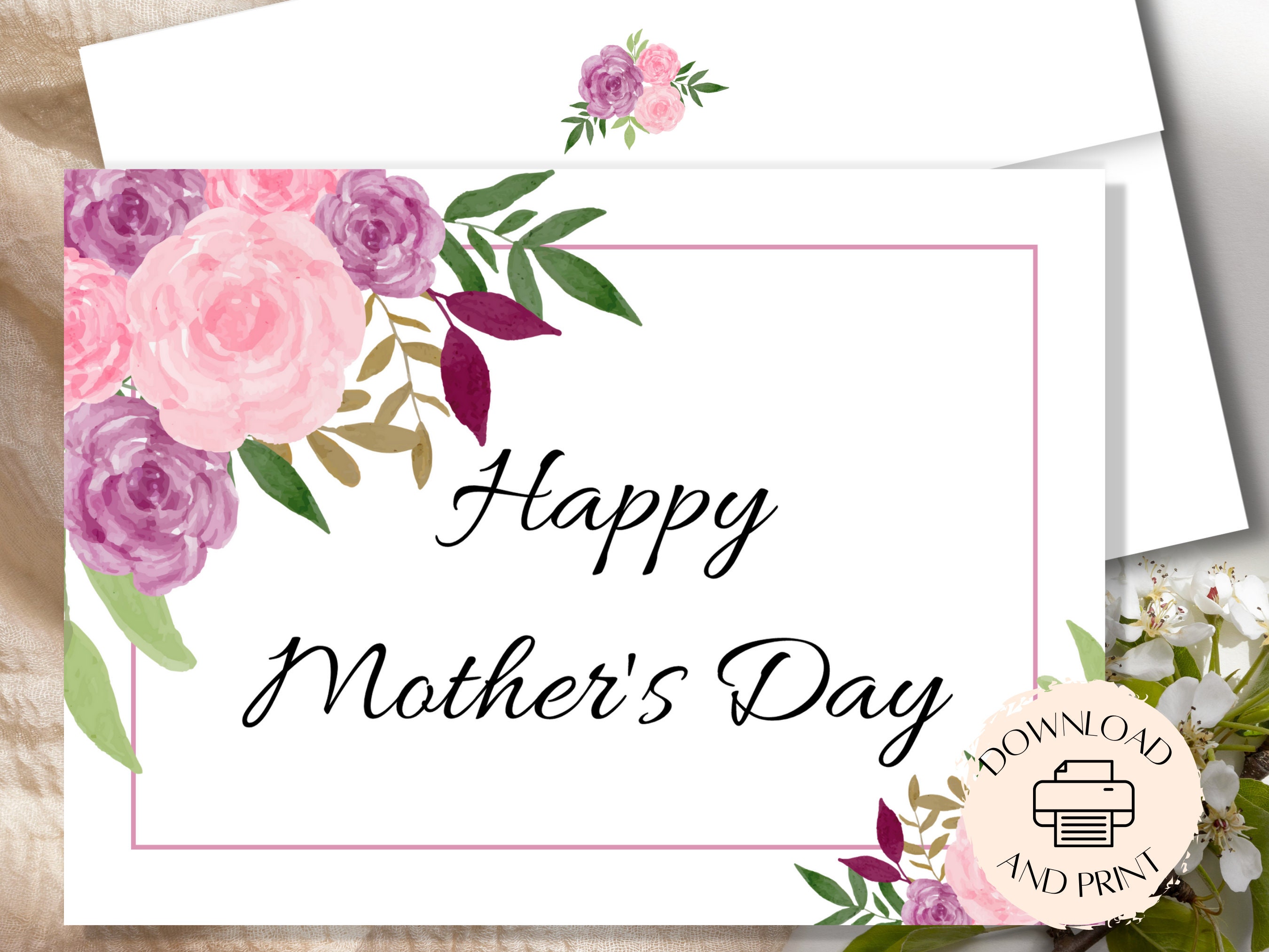 Printable Mother's Day Card, Instant Download PDF, Mother's Day Card ...