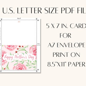Printable Mother's Day Card, Instant Download PDF, Mother's Day Floral ...