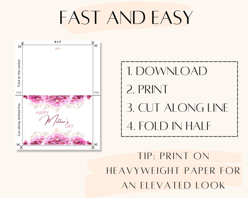 Printable Mother's Day Card Instant Download PDF - Etsy