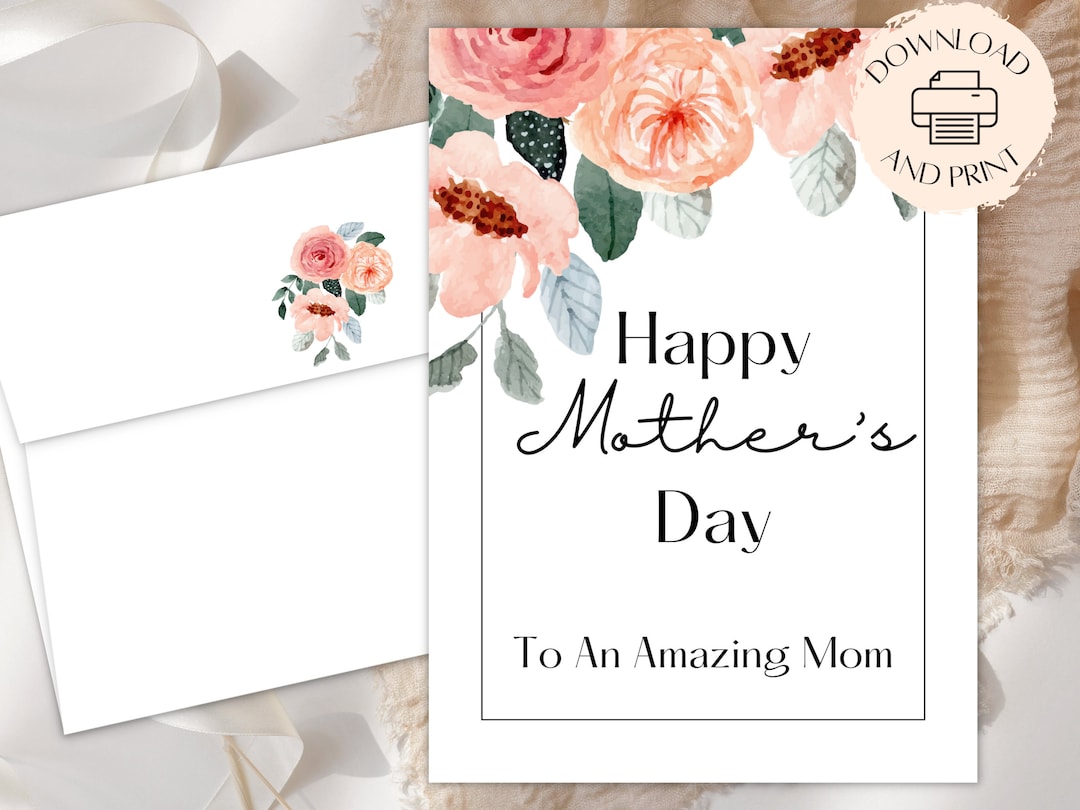 Printable Mother's Day Card, Instant Download PDF, Mother's Day Card, Happy Mother's Day Card ...