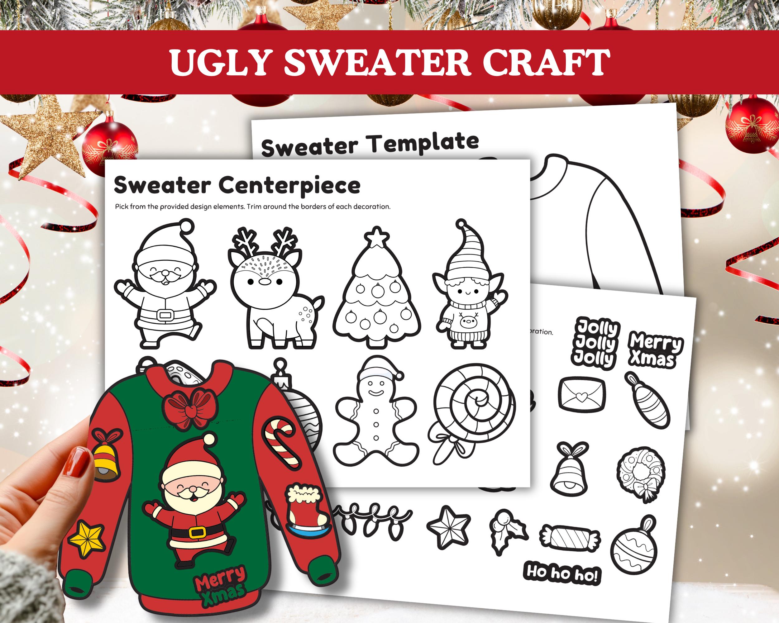 42 Discover Joy with These Easy and Fun Christmas Crafts for Kids! 11 Ugly Sweater Christmas Craft Printable, Christmas Coloring Craft,…