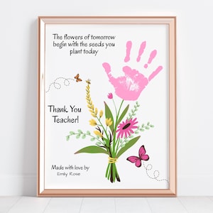 Teacher Appreciation Handprint Art Printable, Teacher Appreciation Week, Kindergarten Preschool Teacher Gift, Teacher Thank You Kids Craft