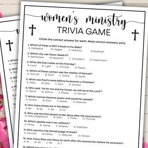 Women&#39;s Ministry Trivia Game Printable, Minimalist Womens Ministry Game, Ladies Group, Christian Party Game, Bible Study Activity