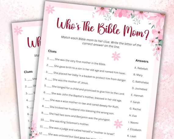 Moms Of The Bible Game, Biblical Mother's Day Game, Bible Game Kids, Adults, Youth Group, Women's Ministry, Sunday School, Christian Family