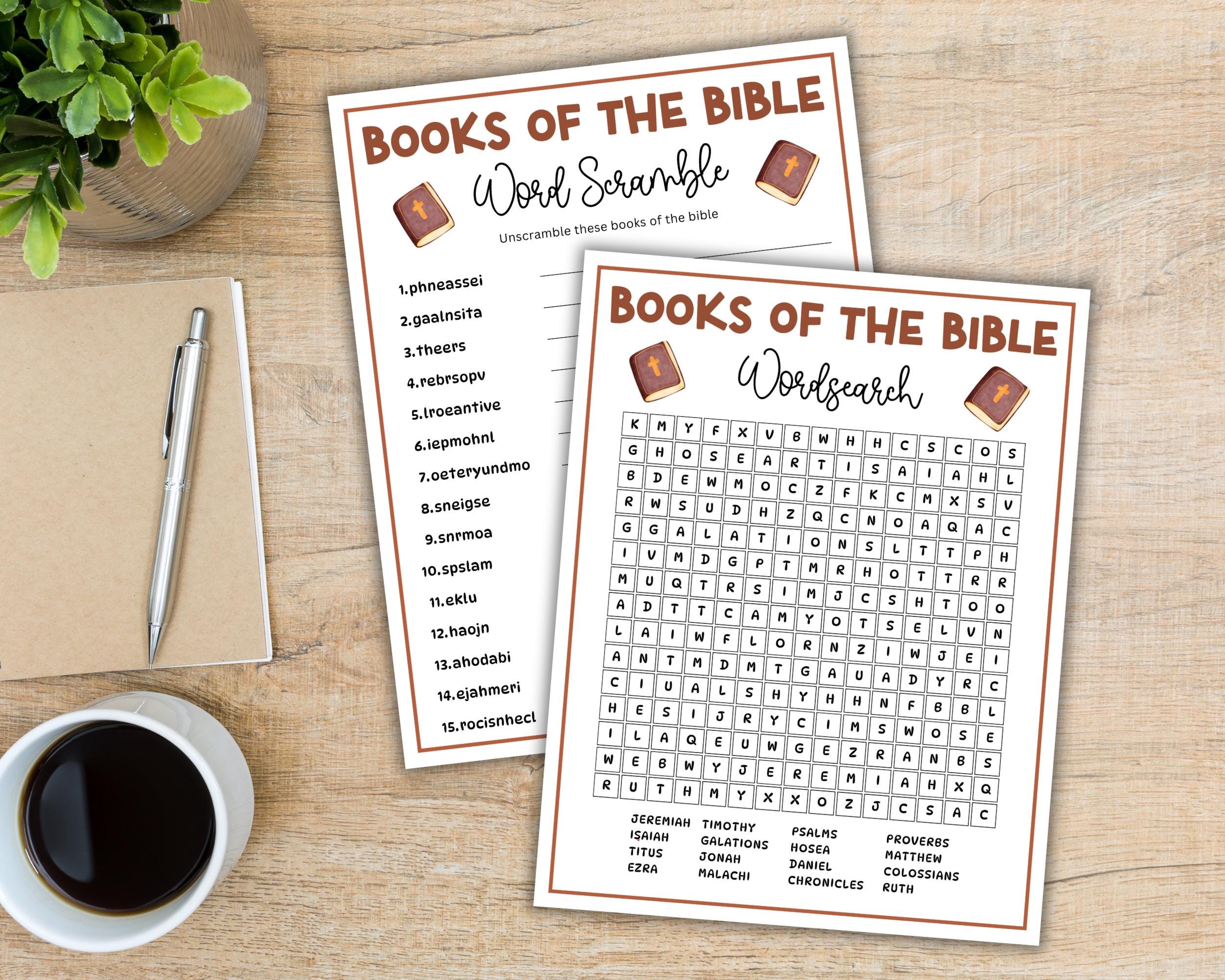 Books of the Bible Word Search & Word Scramble Puzzle, Printable Bible ...