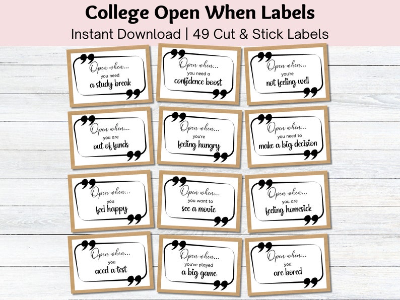 Printable Open When Envelope Labels, Open When Envelopes for College ...