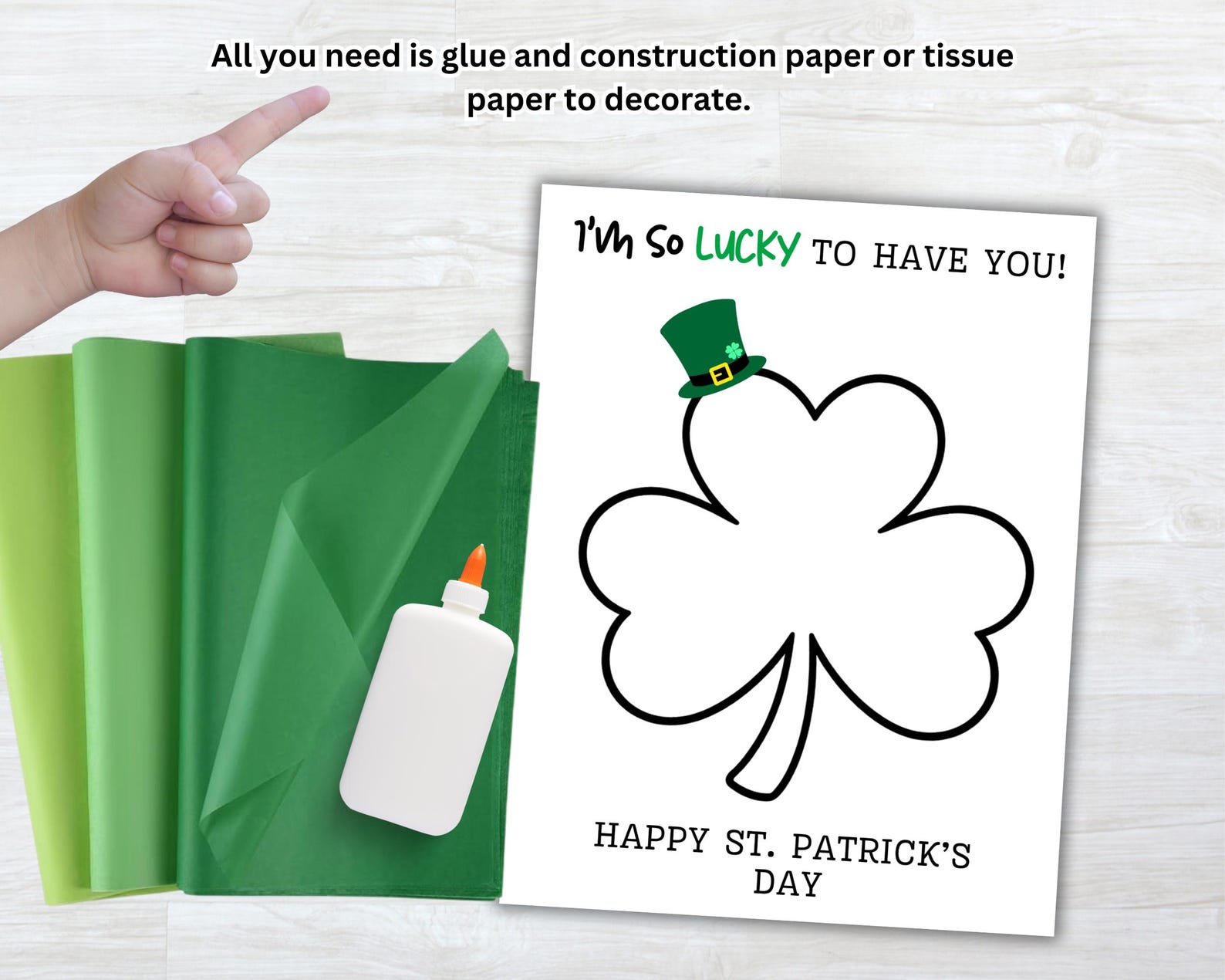 St. Patrick's Day Tissue Paper Craft, Patty's Day Shamrock Tear Art, St ...