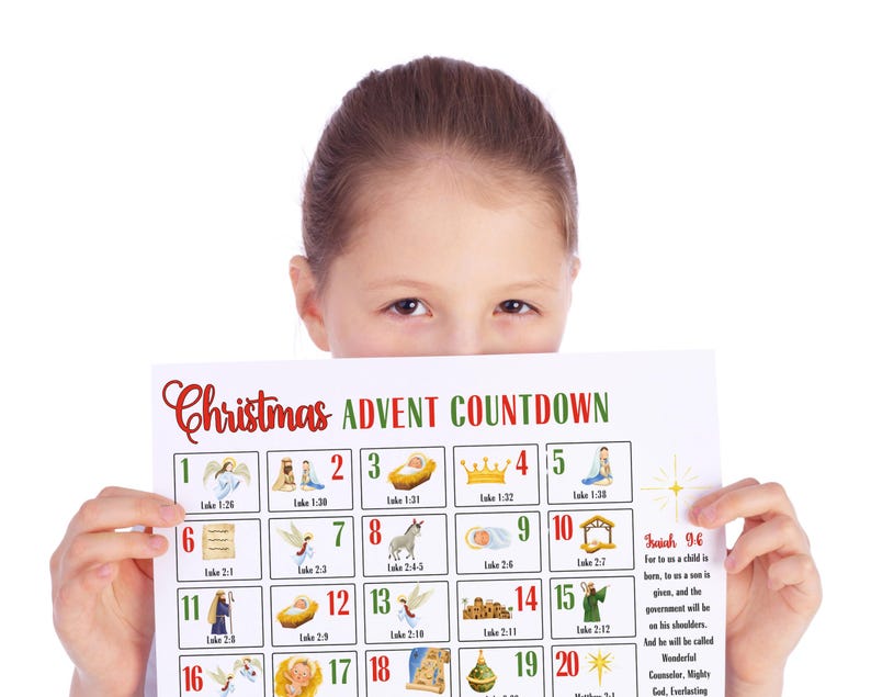 Scripture Advent Calendar Printable, Christmas Countdown Calendar ...