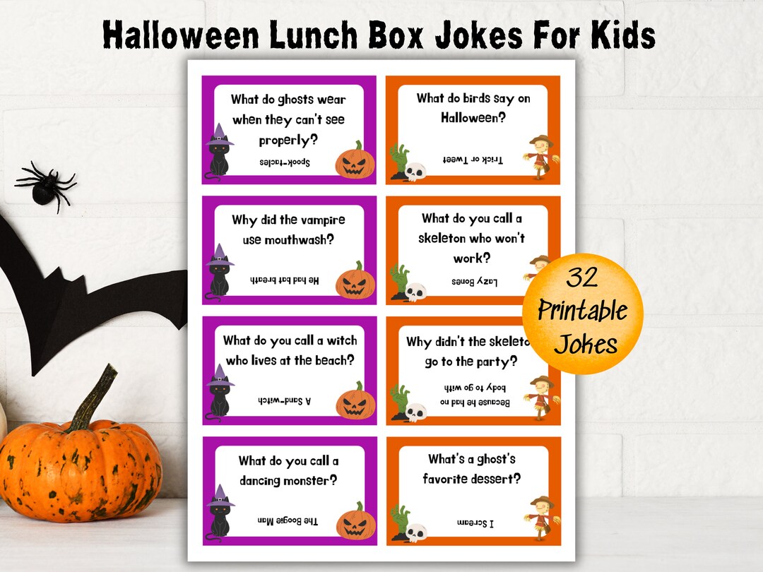 Printable Halloween Lunch Box Jokes Funny Lunch Notes From - Etsy