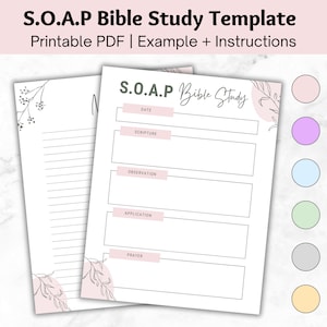 Metodo di studio della Bibbia SOAP, modello di studio della Bibbia stampabile, esempio di devozione SOAP, piano di lettura della Bibbia per principianti, diario, pianificatore