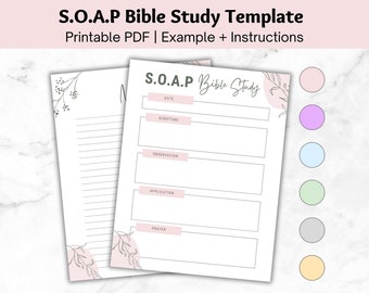 SOAP Bible Study Method, Printable Bible Study Template, SOAP Devotion Example, Beginners Bible Reading Plan, Journal, Planner