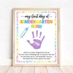 First Day Of Kindergarten 2026 Handprint Art, Back To School Craft, Printable 1st Day Handprint Poem Template, Homeschool Classroom Activity