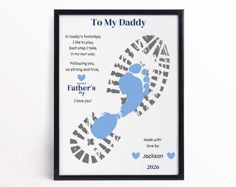 Father's Day Footprint Craft Printable, Handprint Art, Dad Poem Print, Boot Print Template, Keepsake Gift Dad From Kids, Preschool Daycare